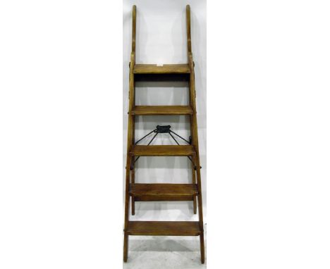 Patented Simplex ladder, the pine five-height ladder with metal mounts, including 'A Self Acting Stop Pat. No.6958' 