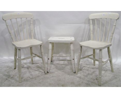Pair of painted kitchen chairs and a painted stool (3) 