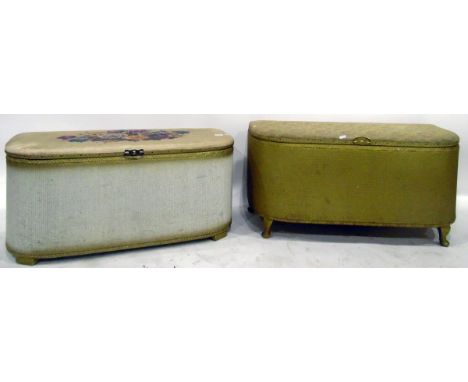 Two Art Fibre D-shaped ottomans (2) 