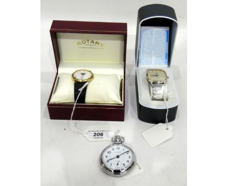 Gentleman's Rotary quartz wristwatch (boxed), a Junghans quartz wristwatch in a Lorus box and a modern pocket watch (3) 