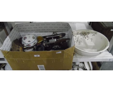 Mixed lot to include collectable items, china and a ceramic wash basin 