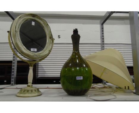 Modern freestanding oval dressing mirror and a table lamp with cream shade (2) 