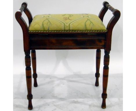 Early 20th century mahogany box-seat piano stool 
