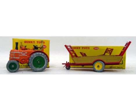 Dinky Field marshall tractor, no.301 and a Dinky harvest trailer, no.320 (2) 