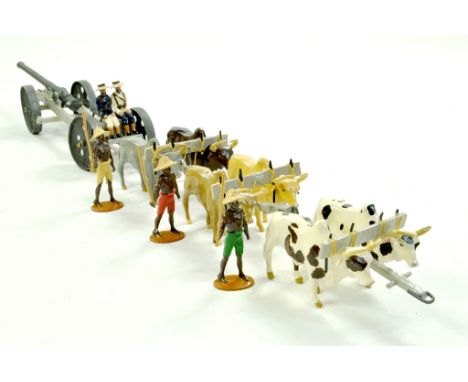 Trophy Miniatures - An impressive arrangement of white metal miniature figures comprising Gun Team with African drivers and s