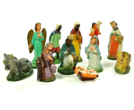 Beautiful Set of Blow Moulted Plastic Vintage Nativity Figures. Empire Made. Generally Very Good. Enhanced Condition Reports: