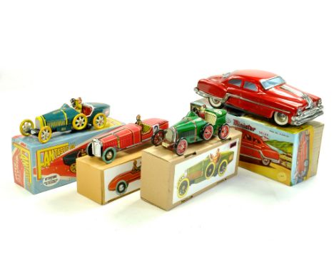 Group of modern issue tinplate toys, automobile theme, attractive pieces are mostly excellent with boxes.  Enhanced Condition