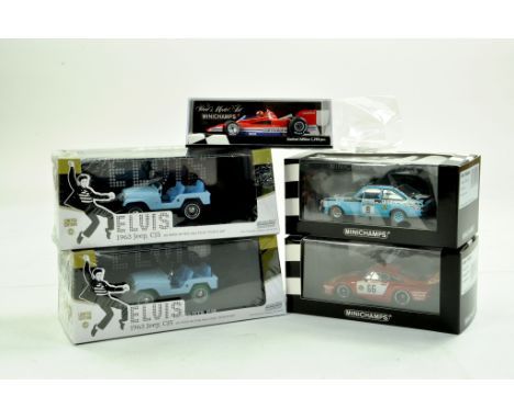 Trio of 1/43 Minichamps issues comprising impressive Ford Escort Rally car plus two others, and Elvis Jeep Duo. Excellent in 