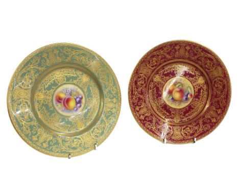Royal Worcester fine bone china cabinet plate painted to the centre with a still life of fruit and signed S. Weston, upon a s