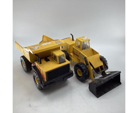 Two 1970x/80s large tin plate Tonka Toys, (tipper truck and bulldozer) 