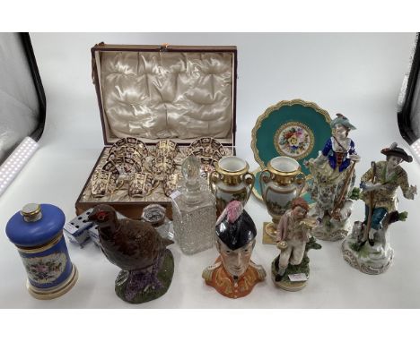 Boxed Royal Crown Derby coffee set (6 cups and saucers) in presentation case together with a collection of mixed C19th &amp; 