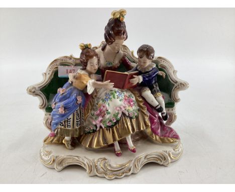 A late C19th Dresden porcelain floral group marked Dresden to underside on a Rococo style base, 20 x 20 x 14cm, see pic for t