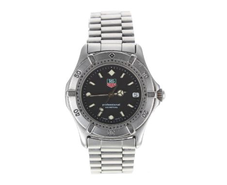 Tag Heuer 2000 Series Professional stainless steel gentleman's wristwatch, reference no. WE1210-R, serial no. G35xxx, black d