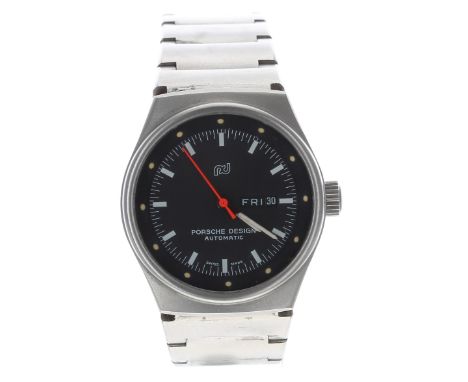 Orfina Porsche Design automatic stainless steel lady's wristwatch, case no. 75780, black dial, 30mm-Movement - currently func