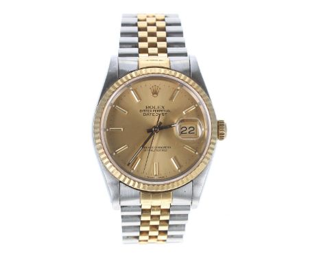 Rolex Oyster Perpetual Datejust gold and stainless steel gentleman's wristwatch, reference no. 16233, serial no. X537xxx, cir