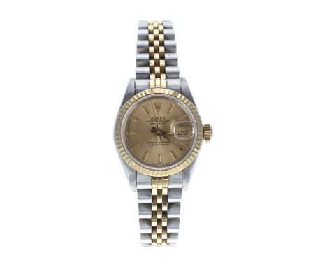 Rolex Oyster Perpetual Datejust gold and stainless steel lady's wristwatch, reference no. 69173, serial no. R749xxx, circa 19