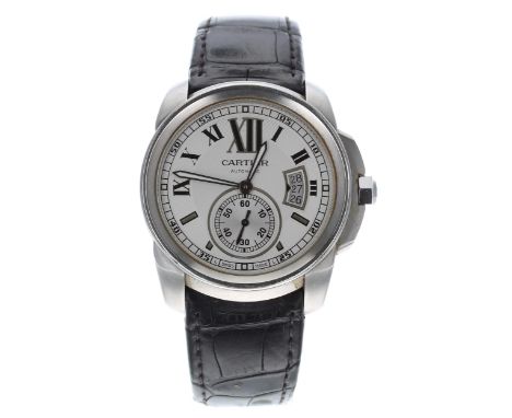 Cartier Calibre De automatic stainless steel gentleman's wristwatch, reference no. 3389, serial no. 51951xxx, silvered dial, 