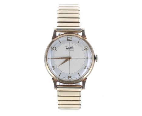 Everite 9ct gentleman's wristwatch, London 1960, circular silvered dial, FHF 72 cal. 705 17 jewel movement, case maker 'SD' (