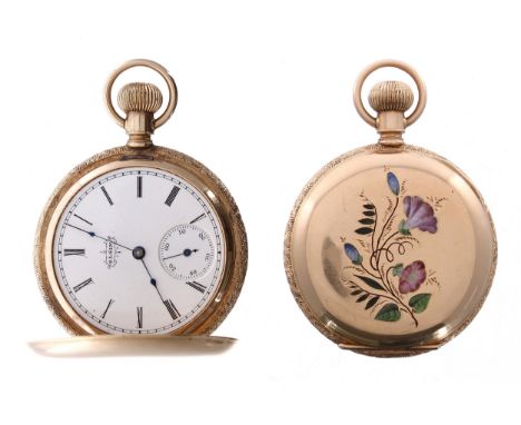 Elgin National Watch Co. 14k enamel hunter fob watch, circa 1893, signed movement, no. 5295958, with safety pinion, compensat