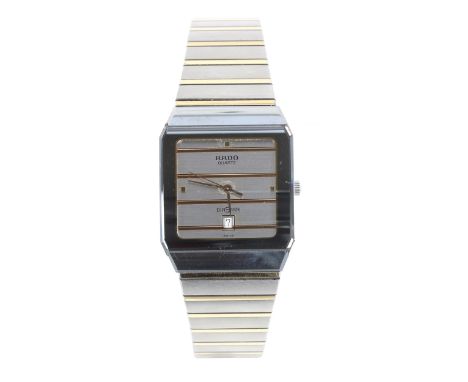 Rado Diastar Quartz bi-colour gentleman's wristwatch, reference no. 152.0202.3, Rado bracelet, 28mm-**Rado box, Rado 'scratch