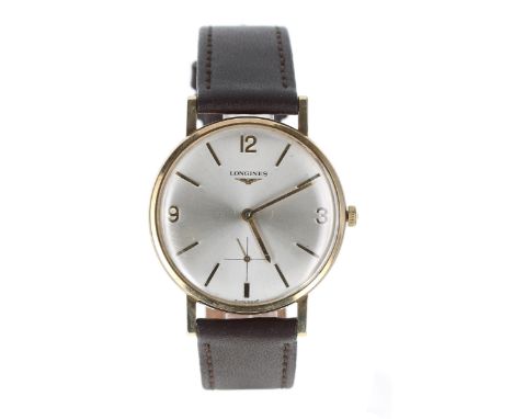Longines 9ct gentleman's wristwatch, London 1971, circular silvered dial, signed cal. 490 17 jewel movement, no. 14387823, ca