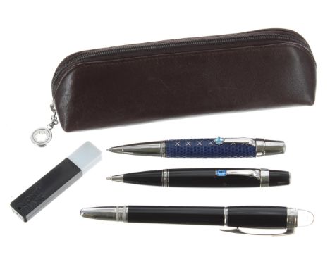 MONTBLANC - two pens and a pencil in a leather pouch&nbsp;(3)