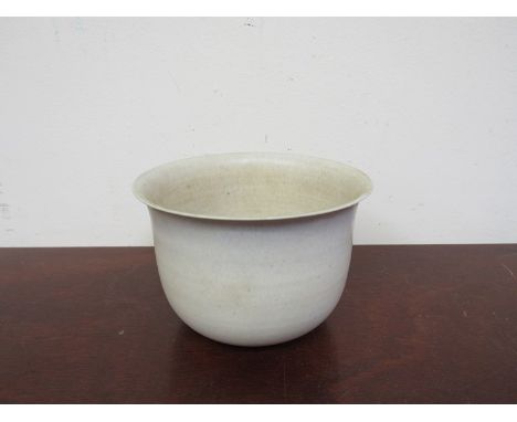 A 19th Century Chinese fine white-bodied ceramic pot of cylindrical form with rounded base and ut-curved rim, 11.25cm diamete
