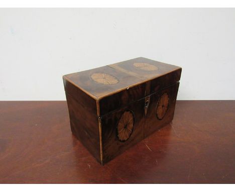 A Georgian tea caddy with shell marquetry detail
