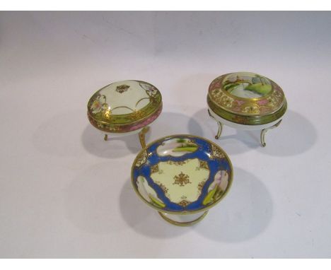 Three pieces of Noritake lidded trinket pots and dish