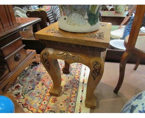Two carved Chinese lamp tables