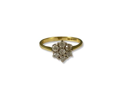 18ct Yellow Gold Diamond Floral Style Cluster Ring Comprising of 7 round cut diamonds weighing approximately 0.50cts  total -