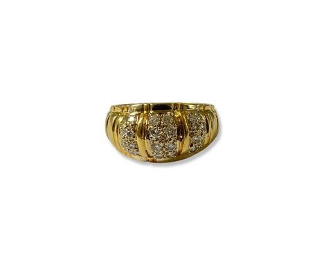 18ct Yellow Gold fancy design Diamond ring weighing 5.78 grams size M 