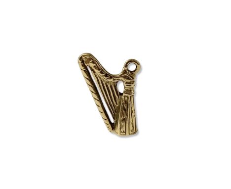 9ct Yellow Gold Harp charm weighing 1.28 grams 