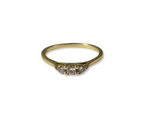 18ct Yellow Gold Diamond trinity ring, weighing 2.26 grams size P 