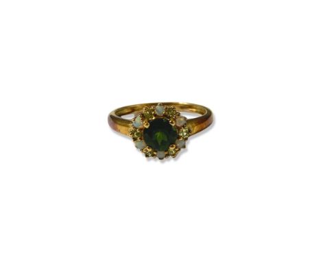 9ct Yellow Gold Multi Stone cluster ring weighing 2.15 grams size P 