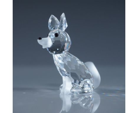 A charming Swarovski Silver Crystal Large Fox Variation 1, beautifully designed with a faceted clear crystal body, frosted cr