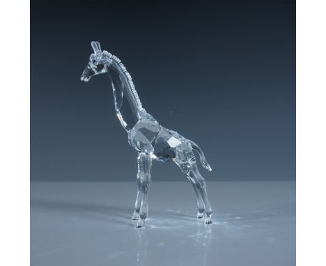 From the African Wildlife theme group, this Swarovski crystal baby giraffe has a clear crystal body, with the mane and horns 