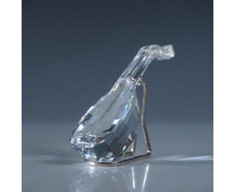 Swarovski Silver Crystal Lute figurine, crafted from precision-cut clear crystal with delicate detailing, featuring a metal s