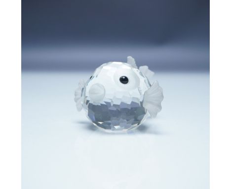 Swarovski crystal figurine depicting a blowfish from the South Sea theme collection. The body features clear faceted crystal,