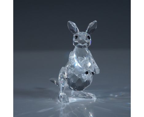 A delightful Swarovski Silver Crystal Kangaroo with Baby Joey, beautifully crafted with precision-cut clear crystal. This cha