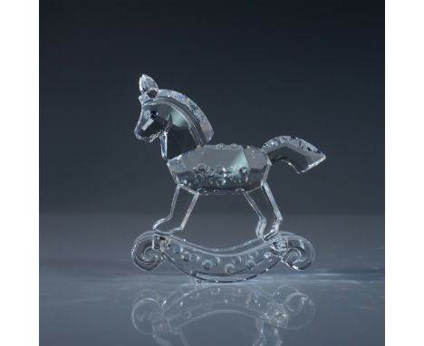 A delightful Swarovski Silver Crystal Rocking Horse, beautifully crafted with precision-cut clear crystal. This charming figu