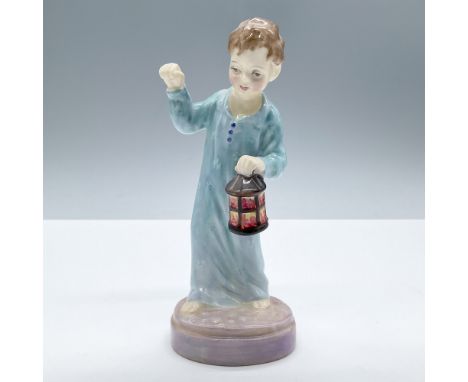 Adorable glossy porcelain figure, modeled in light blue and lavender colors. Royal Doulton backstamp.Artist: Peggy DaviesIssu