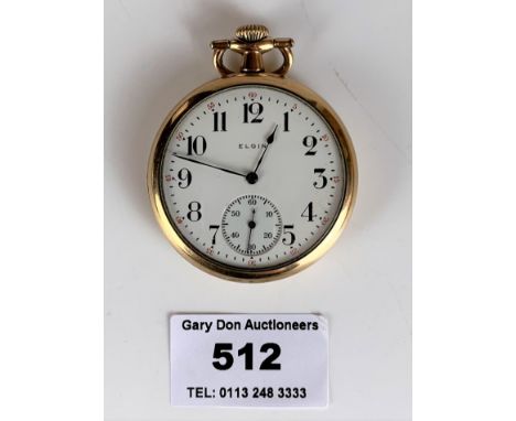 Plated Elgin pocket watch, 1.75” diameter, not running