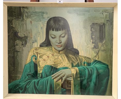 Print on board, “Lady from the Orient” by V. Tretchikoff, 27” x 22.5”, frame 29” x 24.5”. Print good condition, frame painted