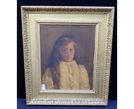 PORTRAIT OF A GIRL, LATE 19TH CENTURY oil on canvas, in a gilt frame, aperture 52 x 42cm