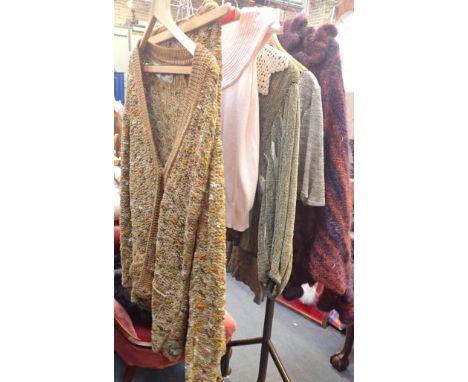 A COLLECTION OF VINTAGE KNITWEAR to include a Diana Leslie animal rainbow jacket (6)