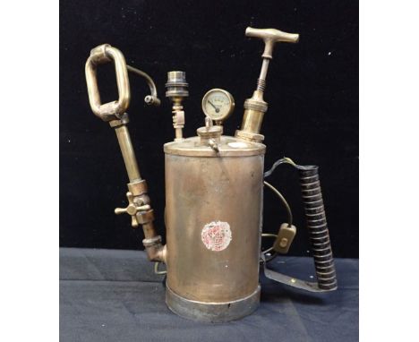 A STEAM PUNK STYLE LAMP converted from an antique garden sprayer