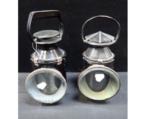 LSWR PAINTED BLACK RAILWAY LAMP and another BR Railway Lamp