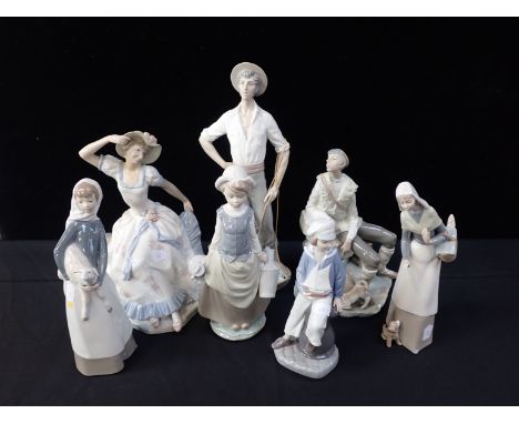 A GROUP OF LLADRO FIGURINES and a similar Zaphir figurine (7)