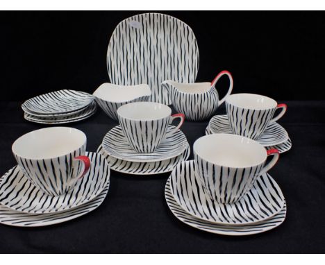 A MIDWINTER MODERN FASHION SHAPE 'ZAMBESI' PART TEA SET (a few small chips to plates)